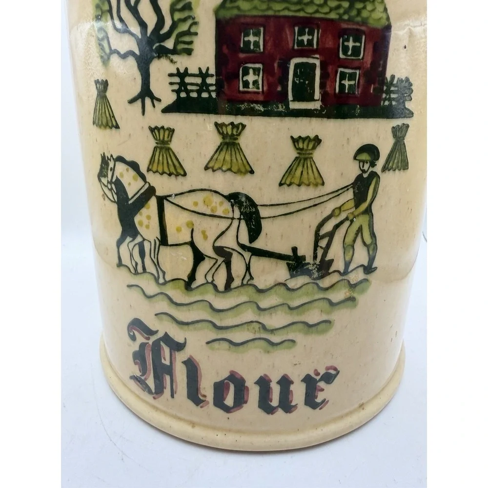 Metlox Poppytrail Homestead Provincial Flour Canister Wood Lid Farmhouse USA